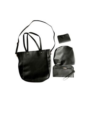 Jingpin 4pc Black Crossbody Set Purse Wristlet Zip & Coin Pouch NWOT